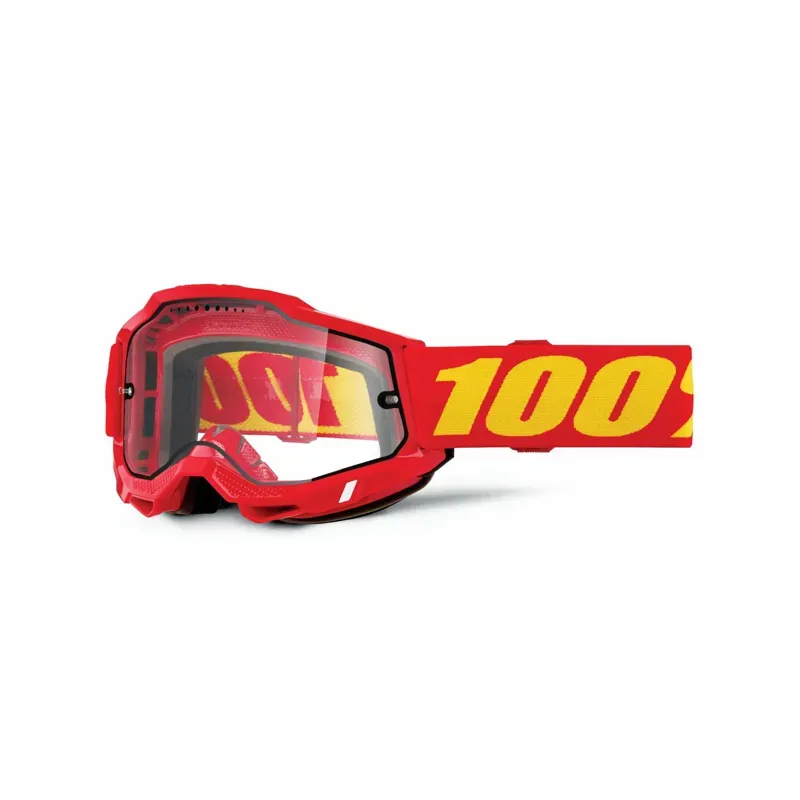 100% Accuri 2 Enduro MTB Clear Lens Goggles in Red