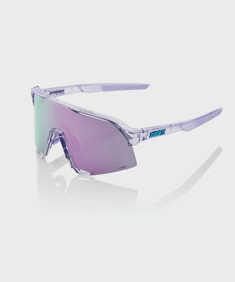 100% S3 HiPER Lavender Mirror Lens Sunglasses in Translucent Lavender