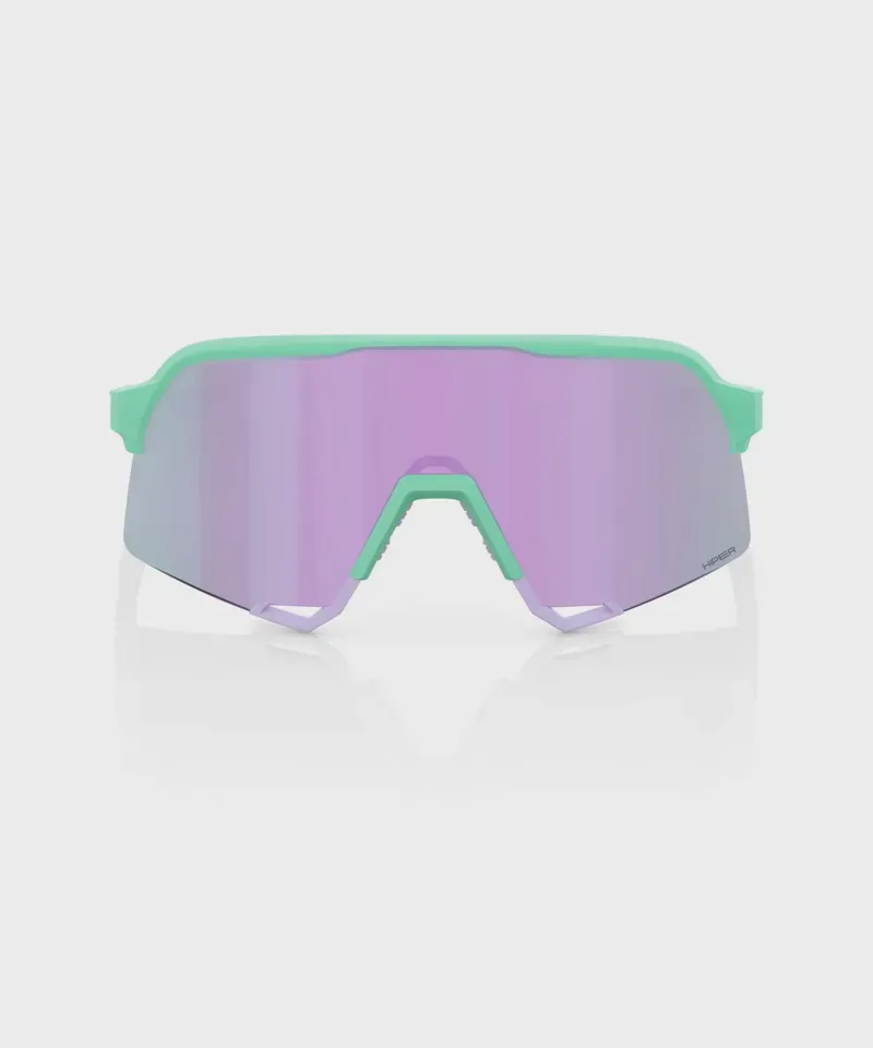 100% S3 HiPER Lavender Mirror Lens Sunglasses in Soft Tact Mint-1