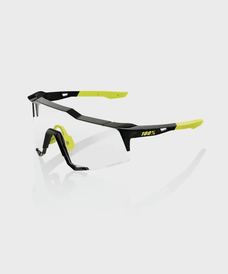 100% Speedcraft Photochromatic Clear Lens Sunglasses in Gloss Black