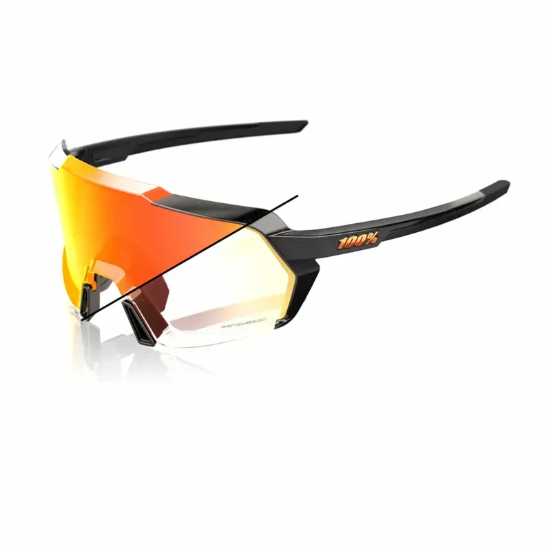 100% Korbin Orange Flash Mirror Photochromic Lens Glasses in Gloss Metallic Black-2