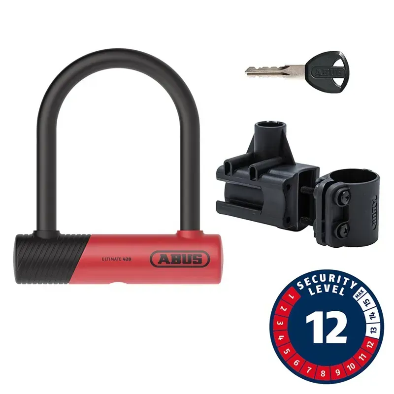 Abus Ultimate 420K 14mm 5.5x5.9 Key U-Lock in Red