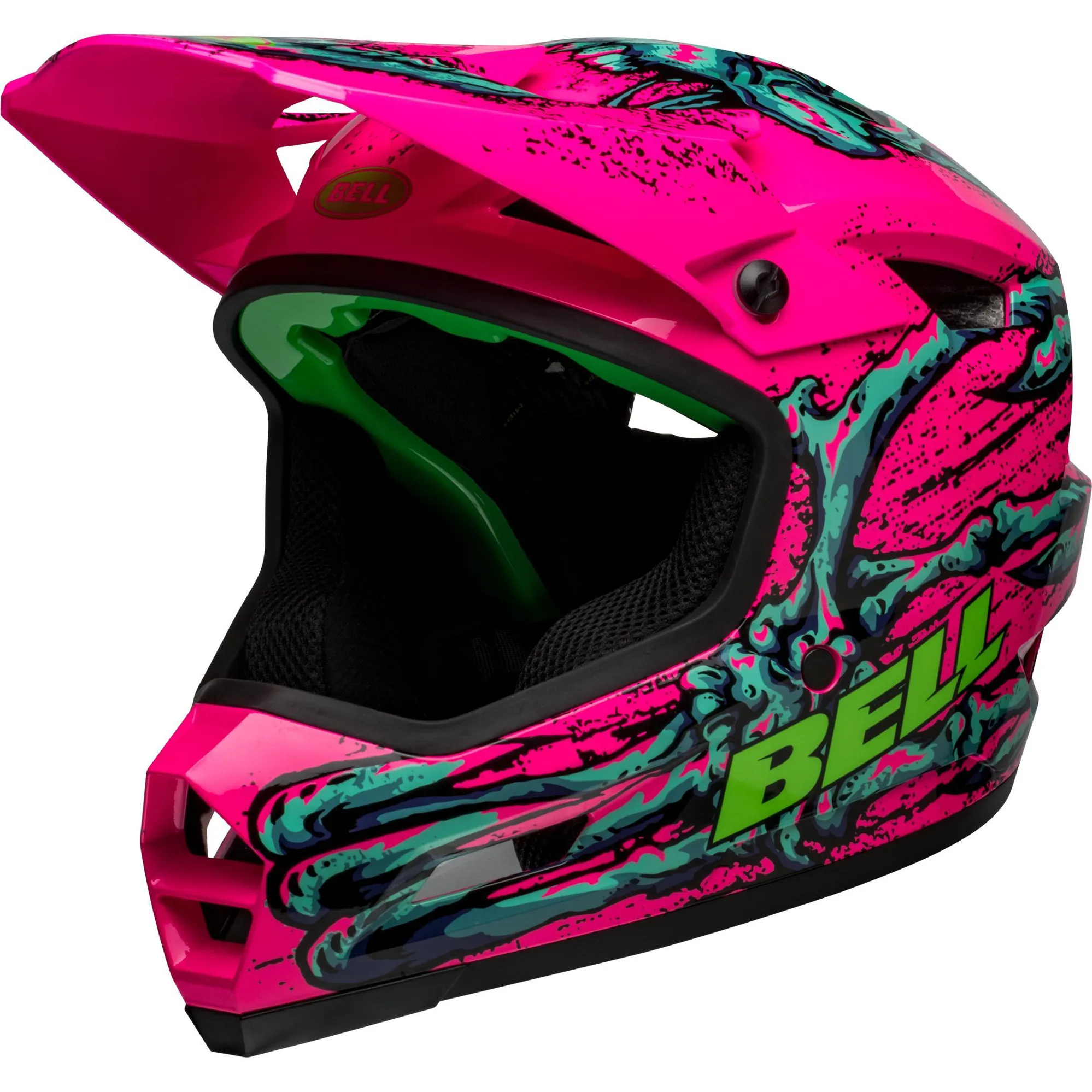 Bell Sanction Dlx Mips Mtb Full Face Helmet in Bonehead Gloss Pink/Turquoise