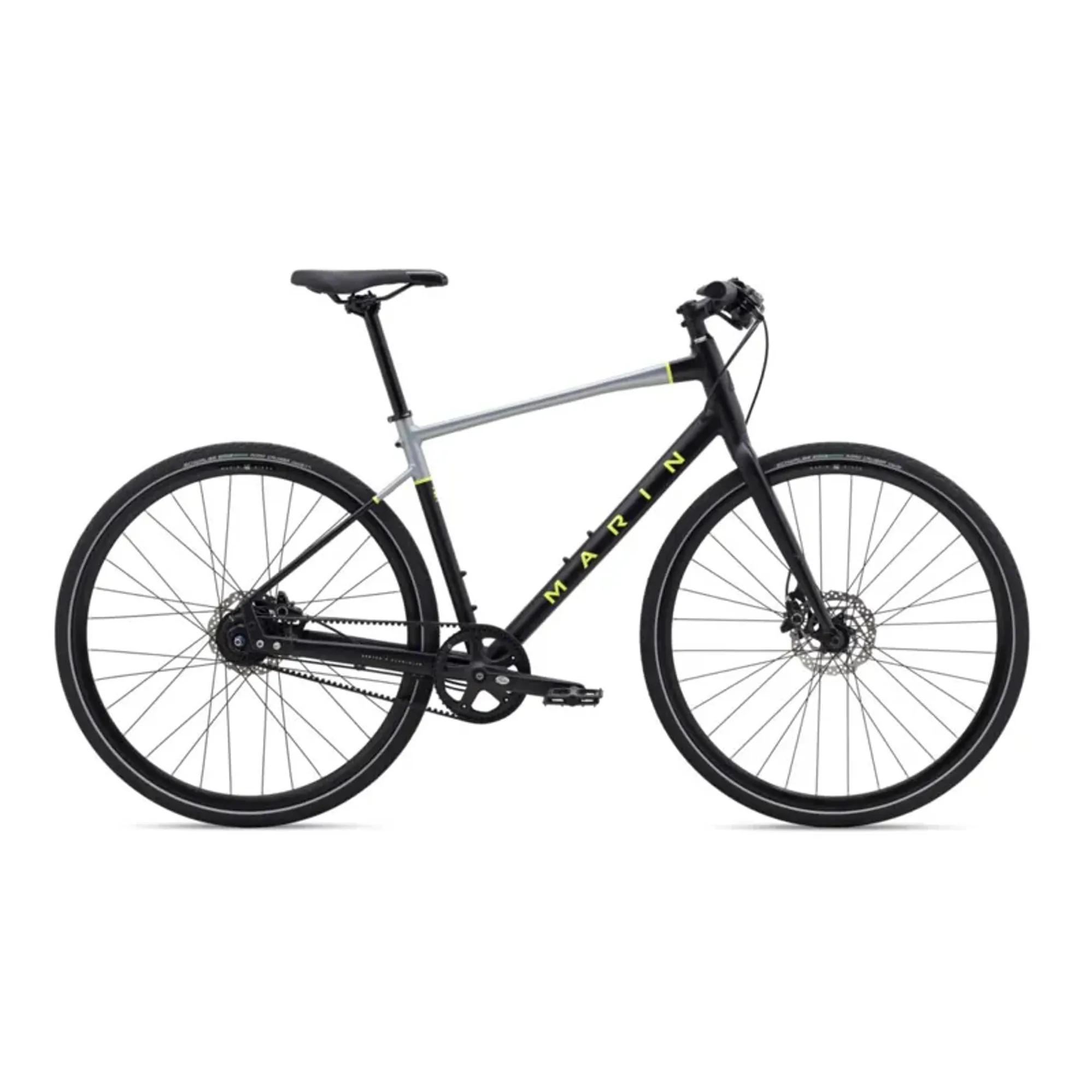 Marin Presidio Hybrid Sports Bike in Black/Charcoal/Hi-Vis Yellow