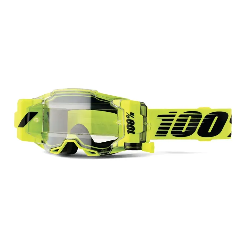 100% Armega Forecast Clear Lens Goggles in Neon Yellow
