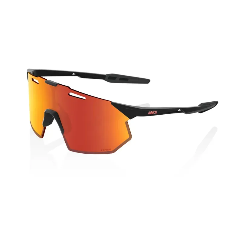 100% Hypercraft SQ HiPER Red Multilayer Mirror Lens Glasses in Soft Tact Black