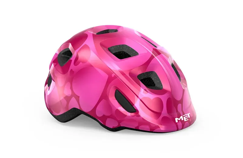 MET Hooray Kid's Helmet in Pink Hearts