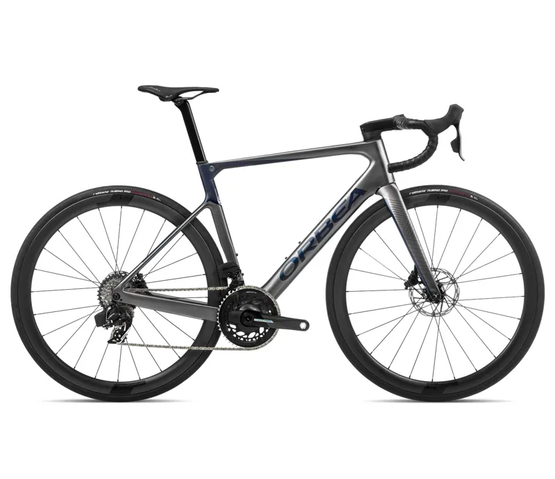 Orbea Orca M21eltd Pwr Road Bike In Glitter Anthracite/Blue Carbon