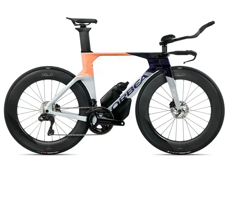 Orbea ORDU M20iltd Triathlon Bike In Halo Silver/Tanzanite/Orange Cloud Gloss