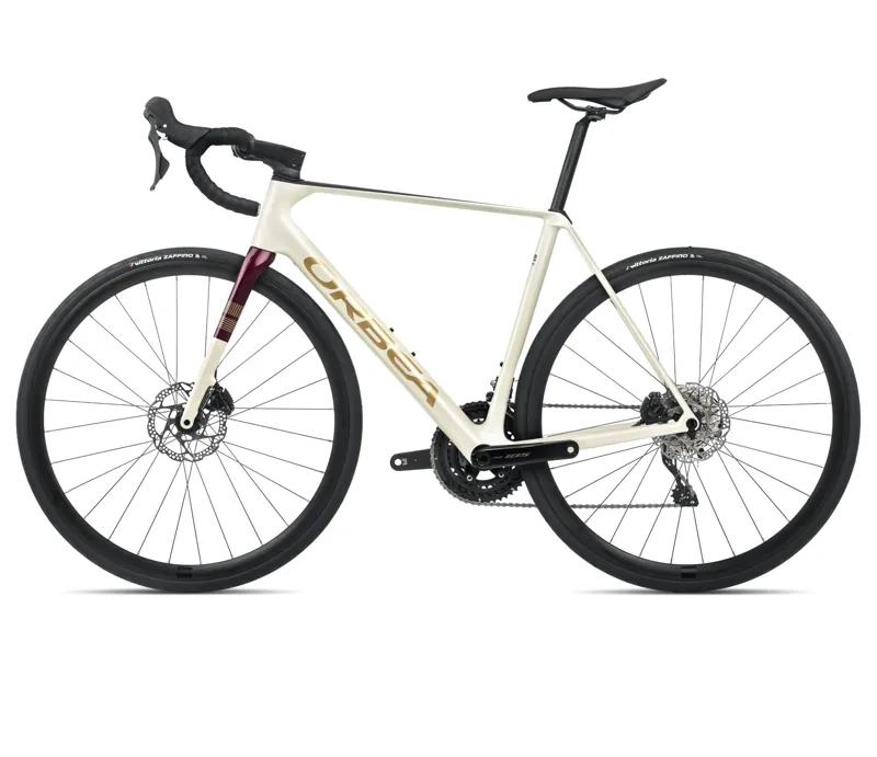 Orbea Orca M30 Road Bike In Ivory White-Burgundy/Vulcano-1