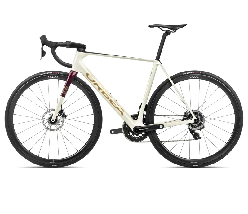 Orbea Orca M21eteam Pwr Road Bike In Ivory White Burgundy/Vulcano-1
