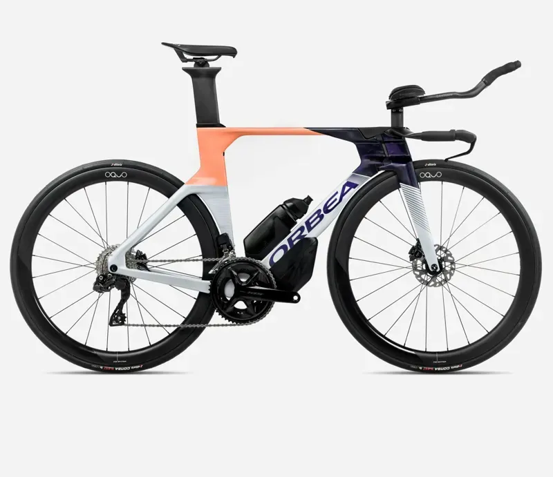 Orbea Ordu M30iltd Triathlon Bike In Halo Silver/Tanzanite C. View/Orange Cloud Gloss