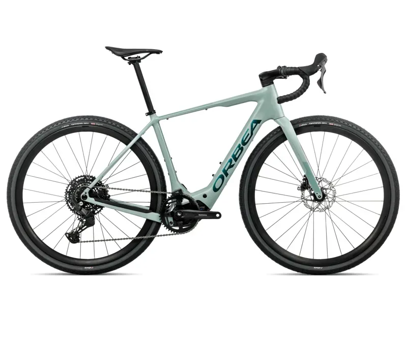 Orbea Denna H50 E-Road Bike in Blue Stone Matt/Escape Green Gloss