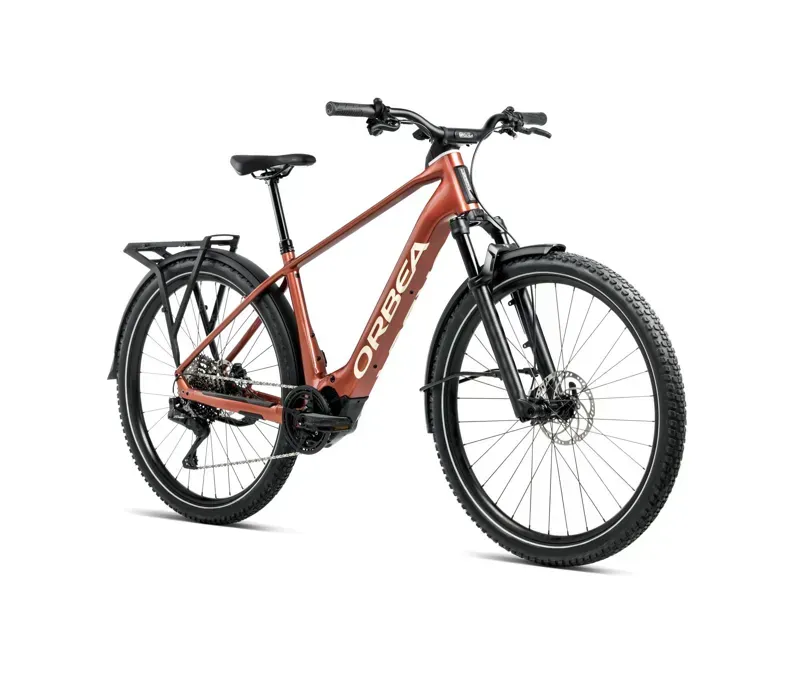 Orbea Kemen Adv 10 E-Hybrid Bike In Mars Red/Ivory White Gloss-1