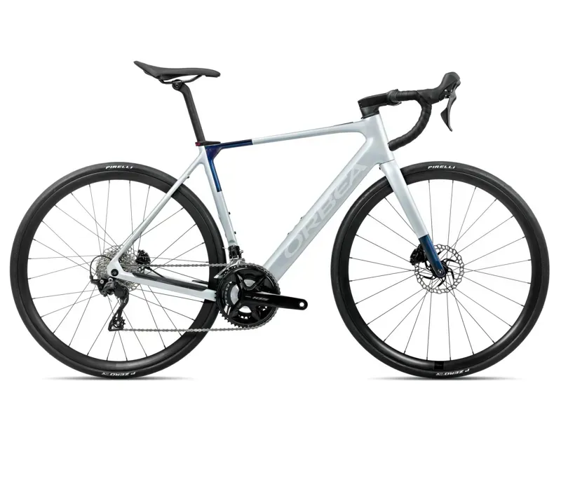Orbea Gain M30 E-Road Bike In Halo Silver Matt/Blue Carbon View Gloss