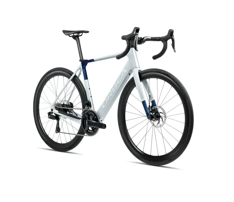 Orbea Gain M30 E-Road Bike In Halo Silver Matt/Blue Carbon View Gloss-1