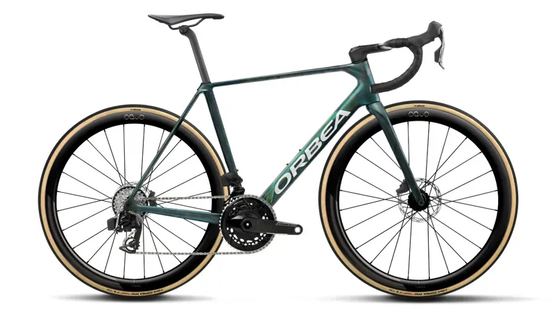 Orbea Orca M21e LTD PWR Road Bike in Escape Green - Carbon View