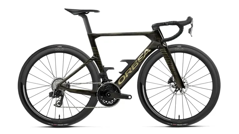 Orbea Orca Aero M21e LTD Road Bike in Magic Gold C.View - Titanium