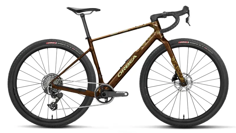 Orbea Terra M21e Team 1X Gravel Bike in Caramel Carbon View