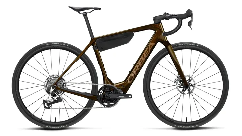 Orbea Denna M11e Gravel eBike in Caramel Carbon View - Golden Sand