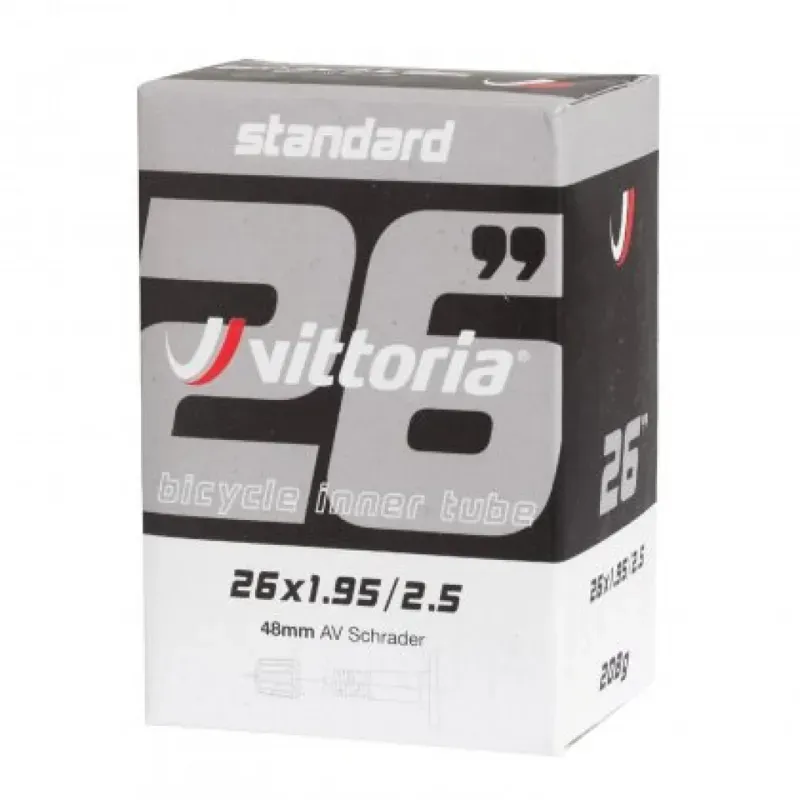 Vittoria Standard 27.5x1.5/2.0 48mm Schrader Valve Inner Tube in Black